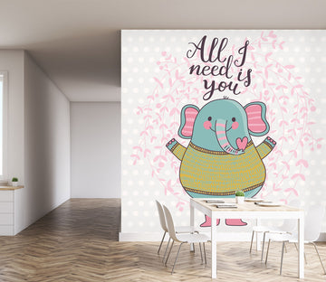 3D Blue Elephant 1008 Wall Murals