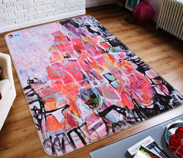 3D Pink Texture Painting 123159 Misako Chida Rug Non Slip Rug Mat