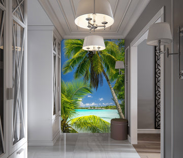 3D Coconut Tree Sea 072 Wall Murals