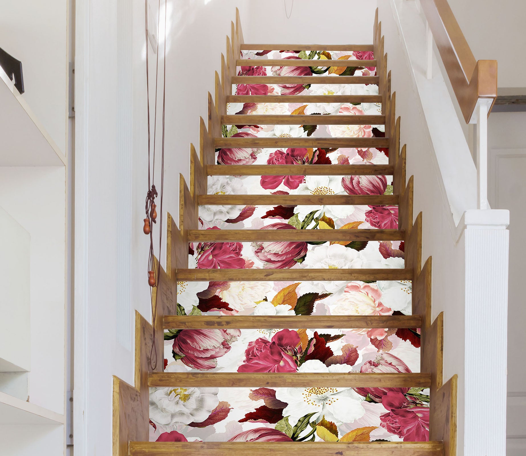 3D Red White Flower 10434 Uta Naumann Stair Risers