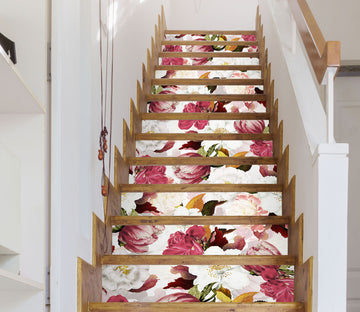 3D Red White Flower 10434 Uta Naumann Stair Risers