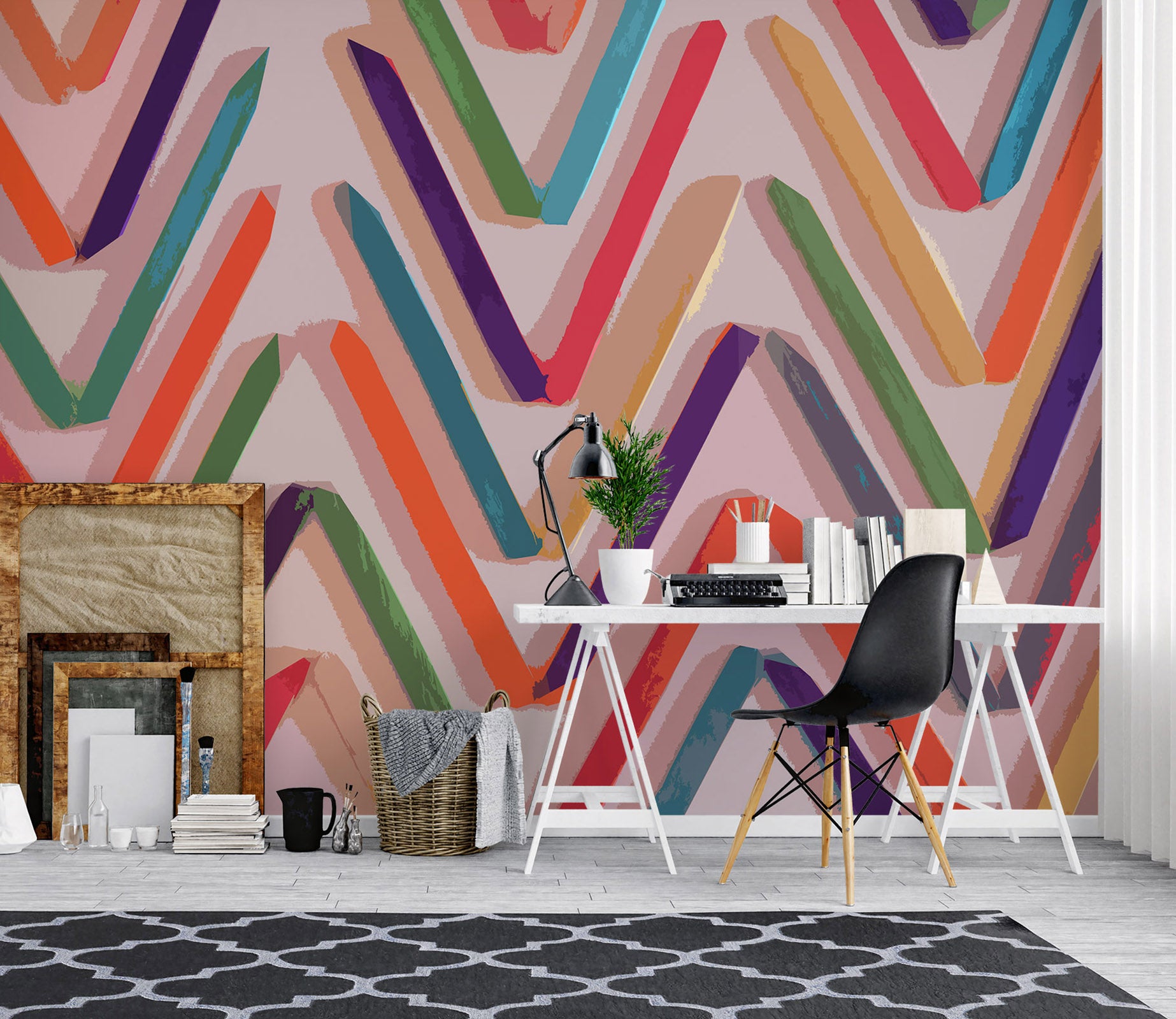3D Colored Wavy Lines 71091 Shandra Smith Wall Mural Wall Murals