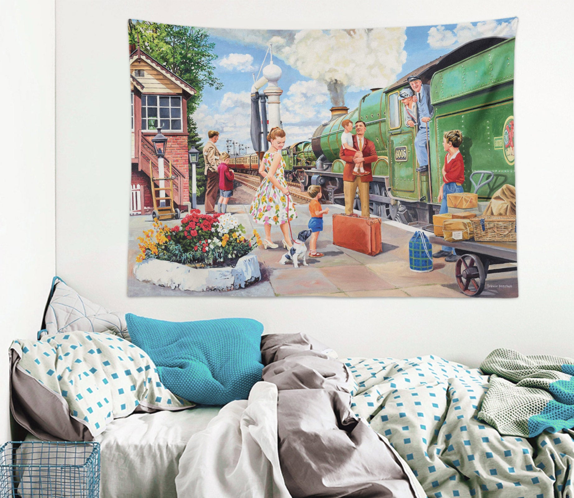 3D Green Train 11299 Trevor Mitchell Tapestry Hanging Cloth Hang