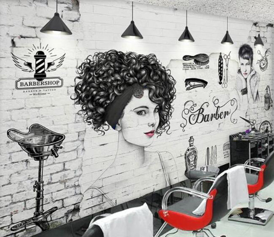 3D Curly Girl 1560 Wall Murals