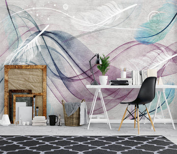 3D White Feather 1052 Wall Murals