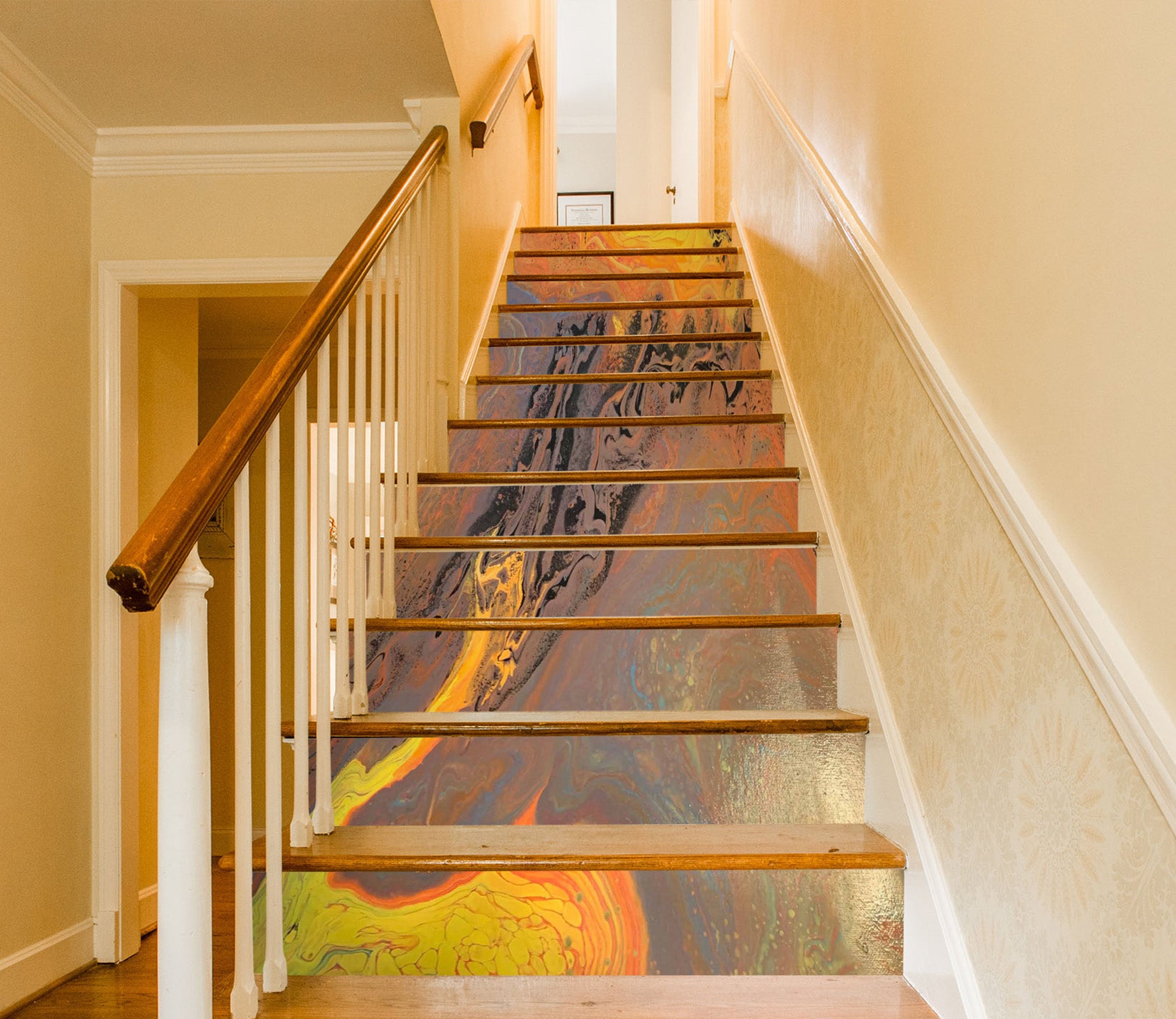 3D Golden Brown Water Paint Texture 90190 Valerie Latrice Stair Risers