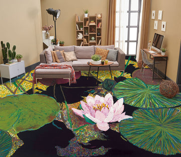 3D Lotus Leaf Pattern 9691 Allan P. Friedlander Floor Mural  Wallpaper Murals Self-Adhesive Removable Print Epoxy