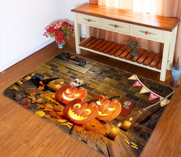 3D Pumpkin Maple Leaf 202 Halloween Non Slip Rug Mat Mat AJ Creativity Home 