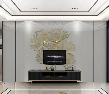 3D Gold Thread Fan 210 Wall Murals