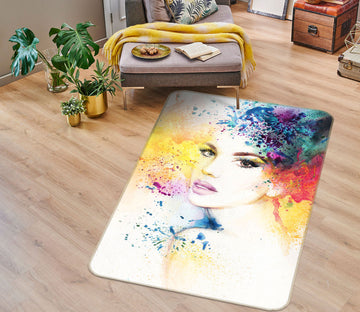 3D Background Woman 1061 Non Slip Rug Mat