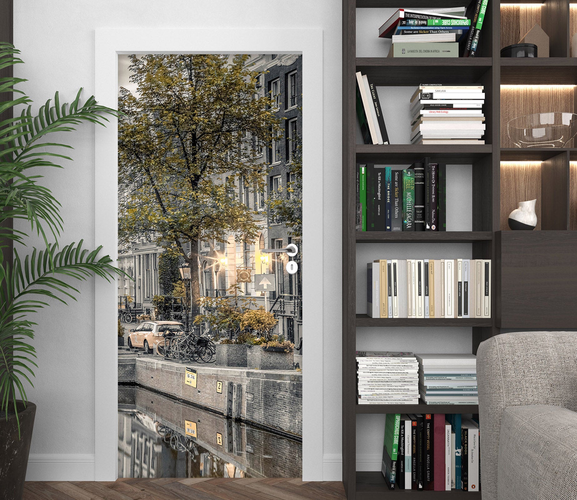 3D Riverside Trees Building 106173 Assaf Frank Door Mural