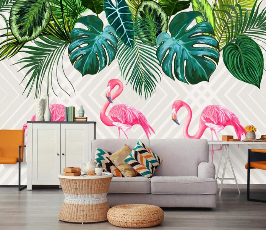 3D Love Flamingo 469 Wall Murals