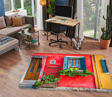 3D Red Wall 1189 Marco Carmassi Rug Non Slip Rug Mat