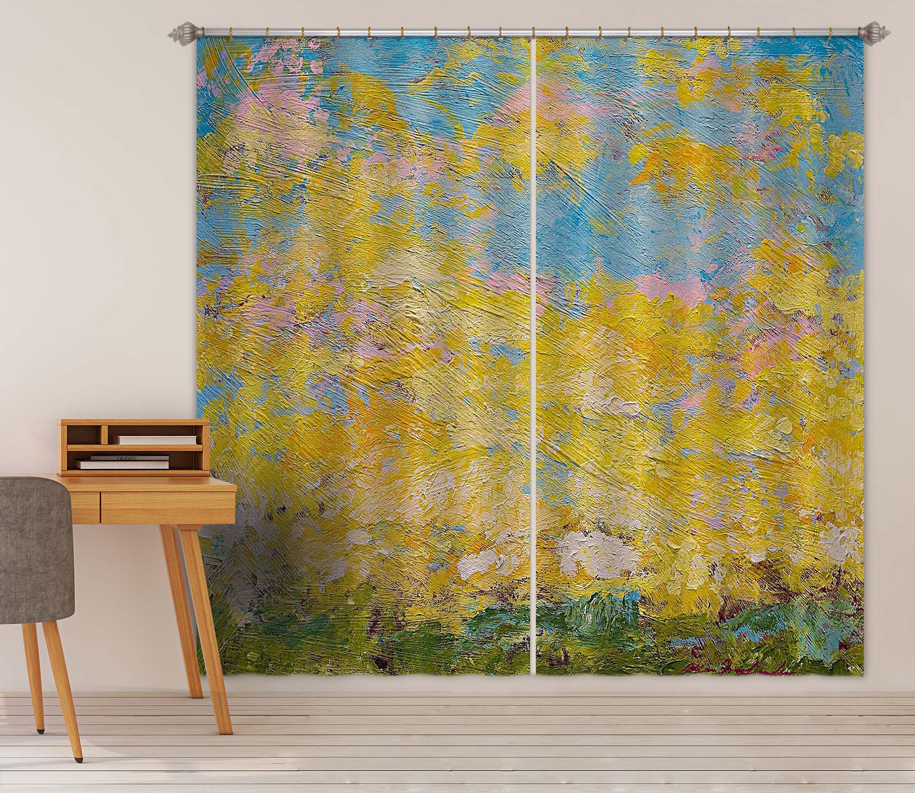 3D Yellow Graffiti 186 Allan P. Friedlander Curtain Curtains Drapes