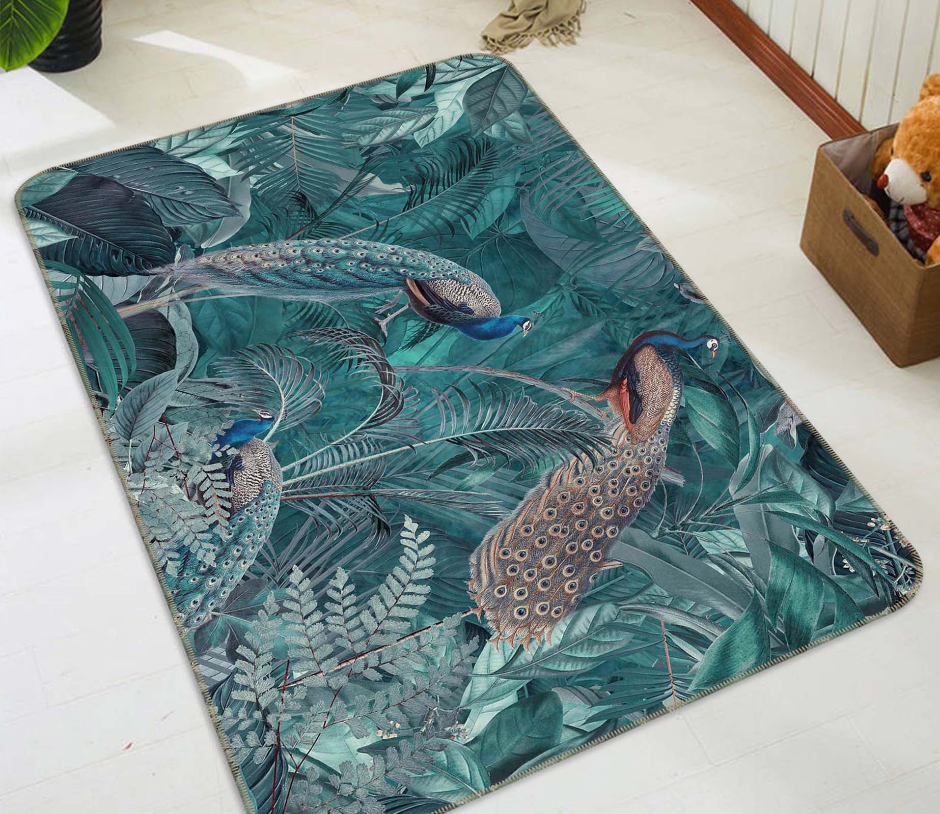 3D Peacock Forest 1009 Andrea haase Rug Non Slip Rug Mat