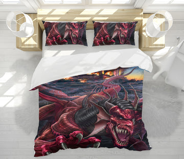3D Red Monster Dragon 4071 Tom Wood Bedding Bed Pillowcases Quilt