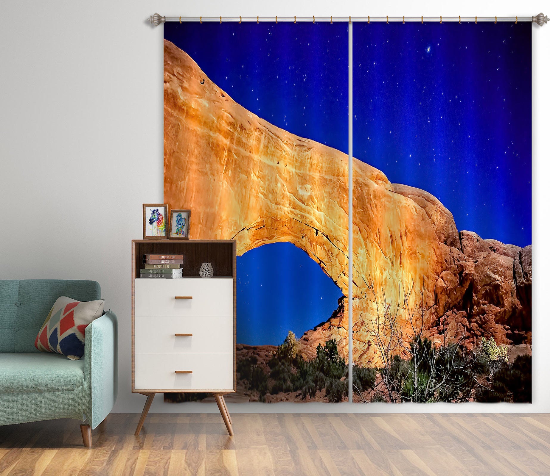 3D Night Mountain 5365 Beth Sheridan Curtain Curtains Drapes