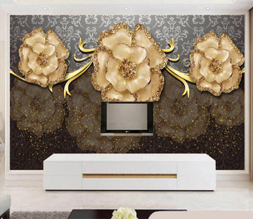 3D Golden Flower WC2657 Wall Murals