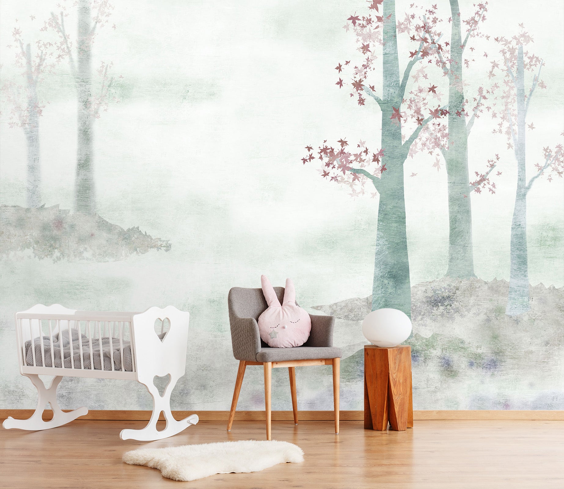 3D Tree White Hazy 016 Wall Murals