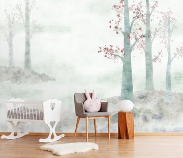 3D Tree White Hazy 016 Wall Murals