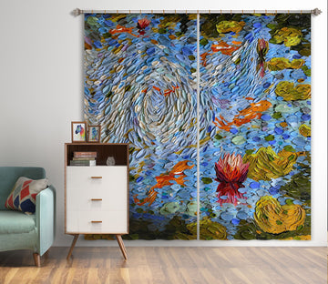 3D Fish Pond 053 Dena Tollefson Curtain Curtains Drapes