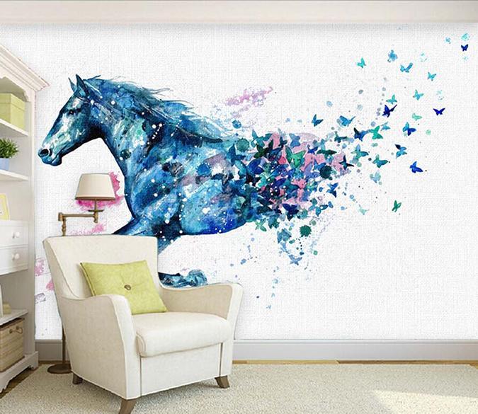 3D Blue Horse 223 Wall Murals Wallpaper AJ Wallpaper 2 