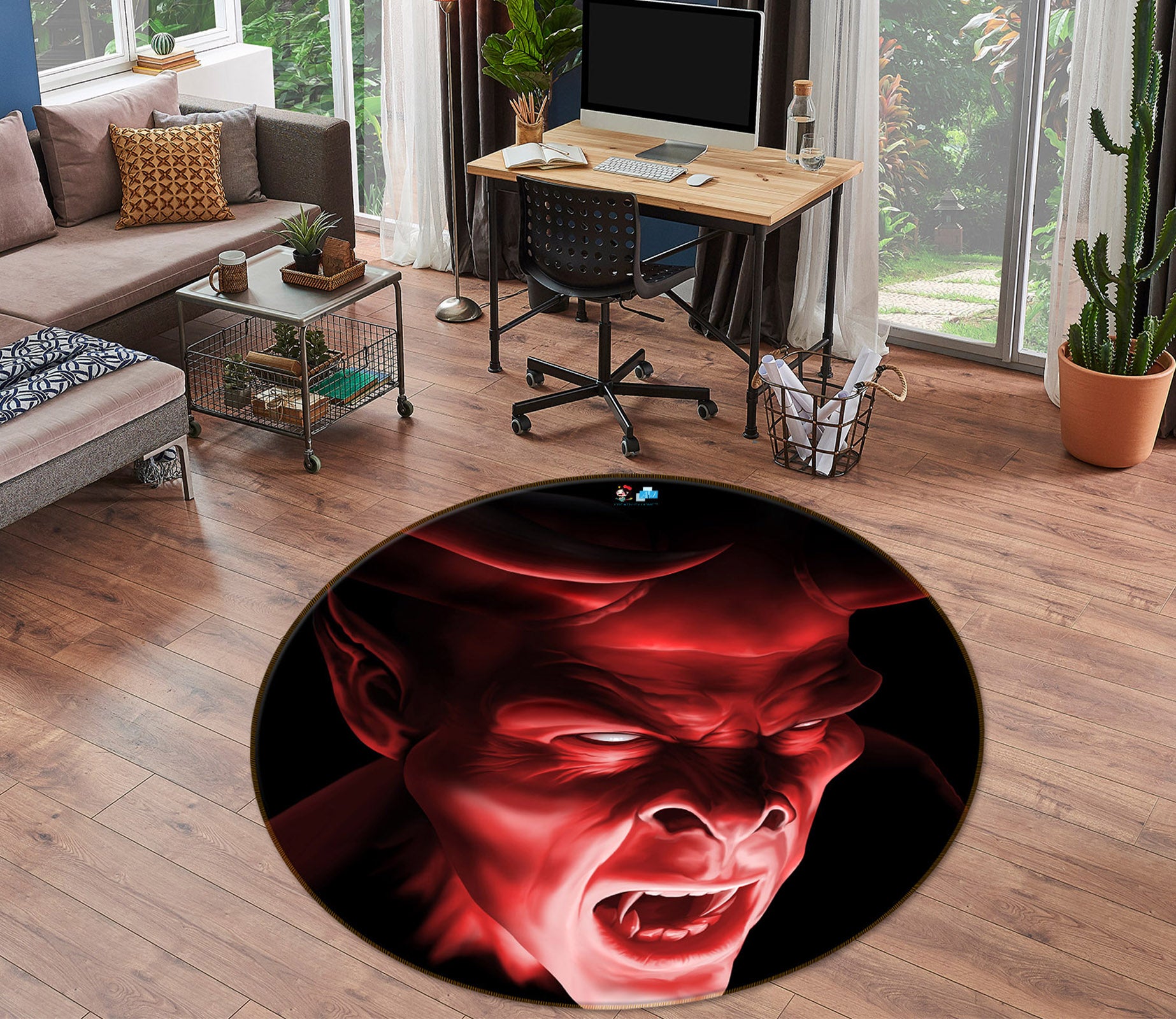 3D Monster 4175 Tom Wood Rug Round Non Slip Rug Mat