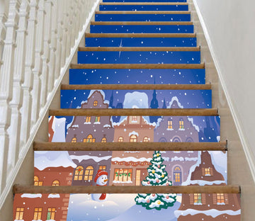3D Christmas Xmas Village 3 Stair Risers Wallpaper AJ Wallpaper 