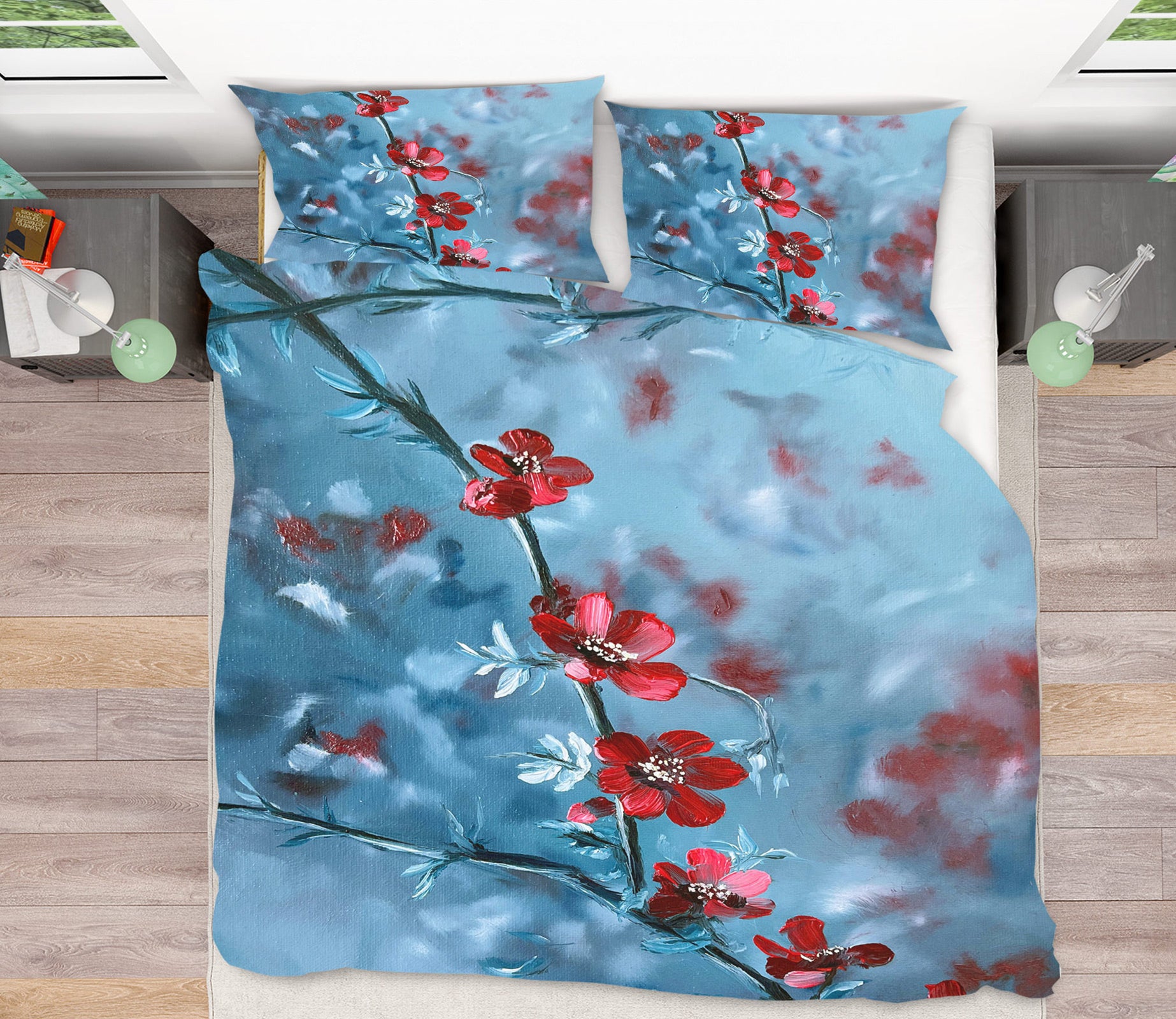 3D Red Flower Branch 97107 Marina Zotova Bedding Bed Pillowcases Quilt