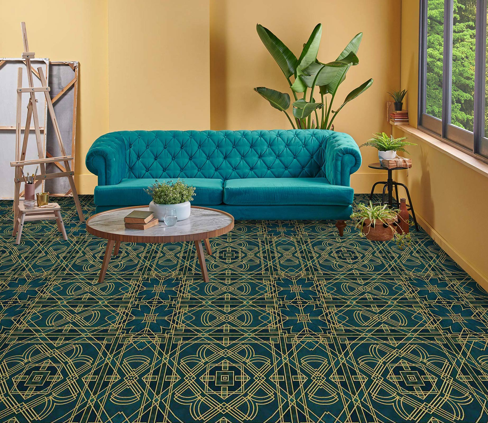 3D Green Line Texture 102110 Andrea Haase Floor Mural  Wallpaper Murals Self-Adhesive Removable Print Epoxy