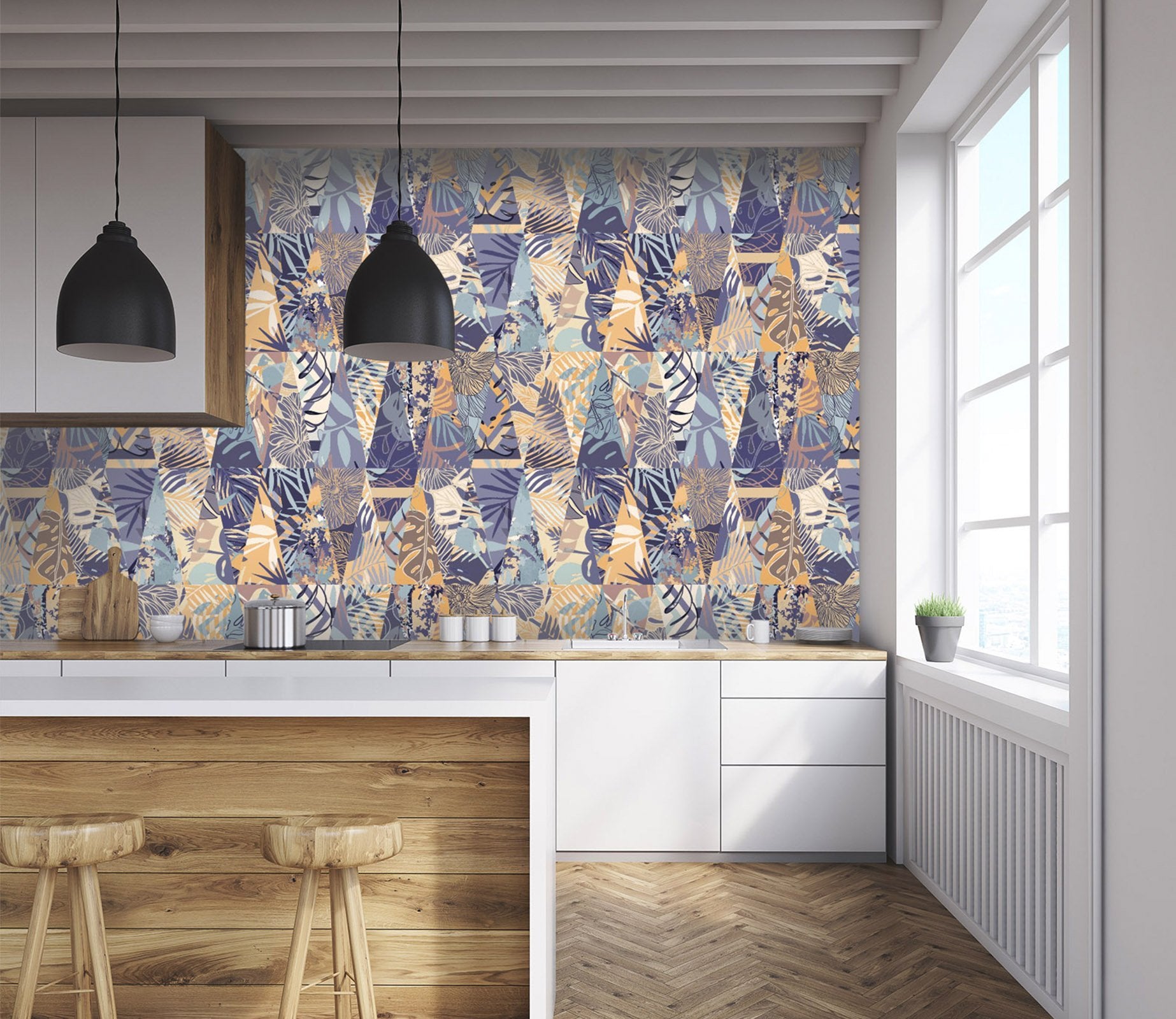 3D Flower And Leaf 032 Marble Tile Texture Wallpaper AJ Wallpaper 2 