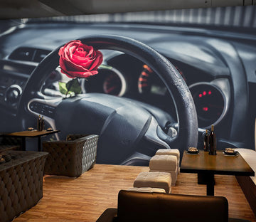 3D Rose Steering Wheel 344 Vehicle Wall Murals