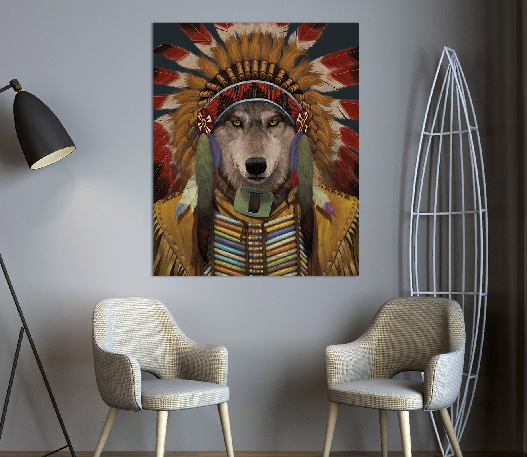 3D Wolf Spirit Chief 095 Vincent Hie Wall Sticker