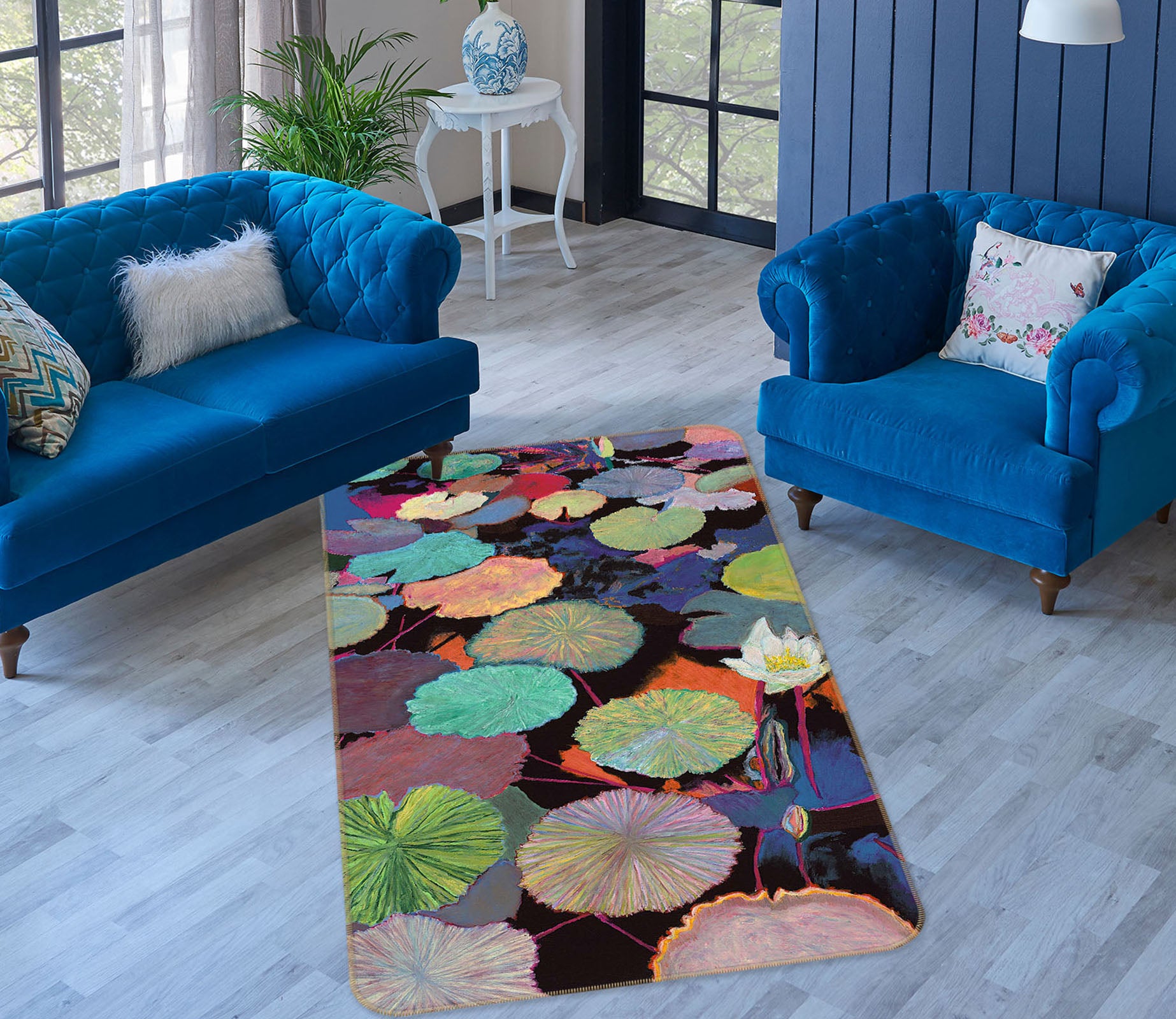3D Lotus Bloom 3036 Allan P. Friedlander Rug Non Slip Rug Mat