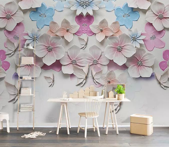 3D White Flower 339 Wall Murals Wallpaper AJ Wallpaper 2 
