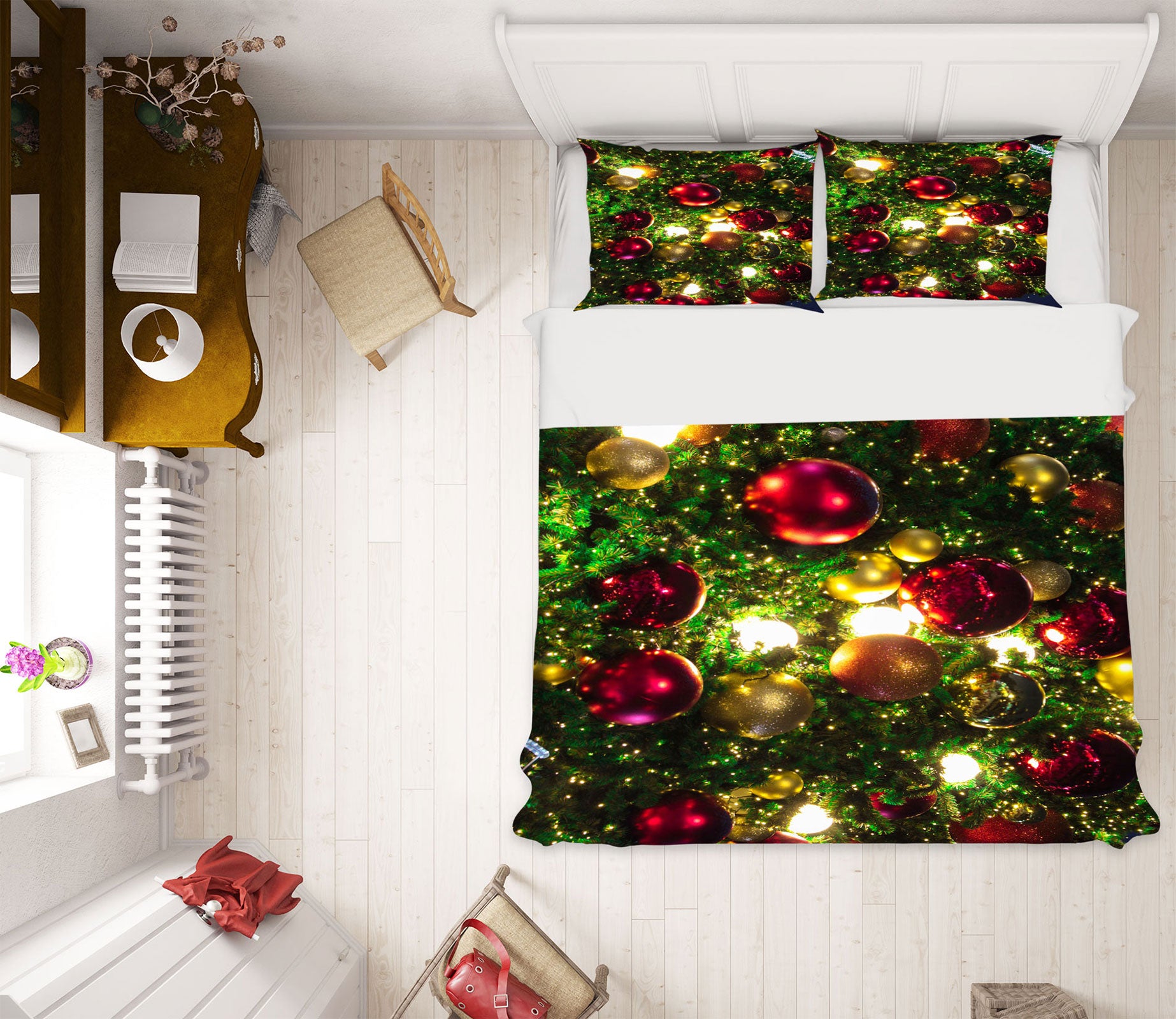 3D Golden Red Ball 52162 Christmas Quilt Duvet Cover Xmas Bed Pillowcases