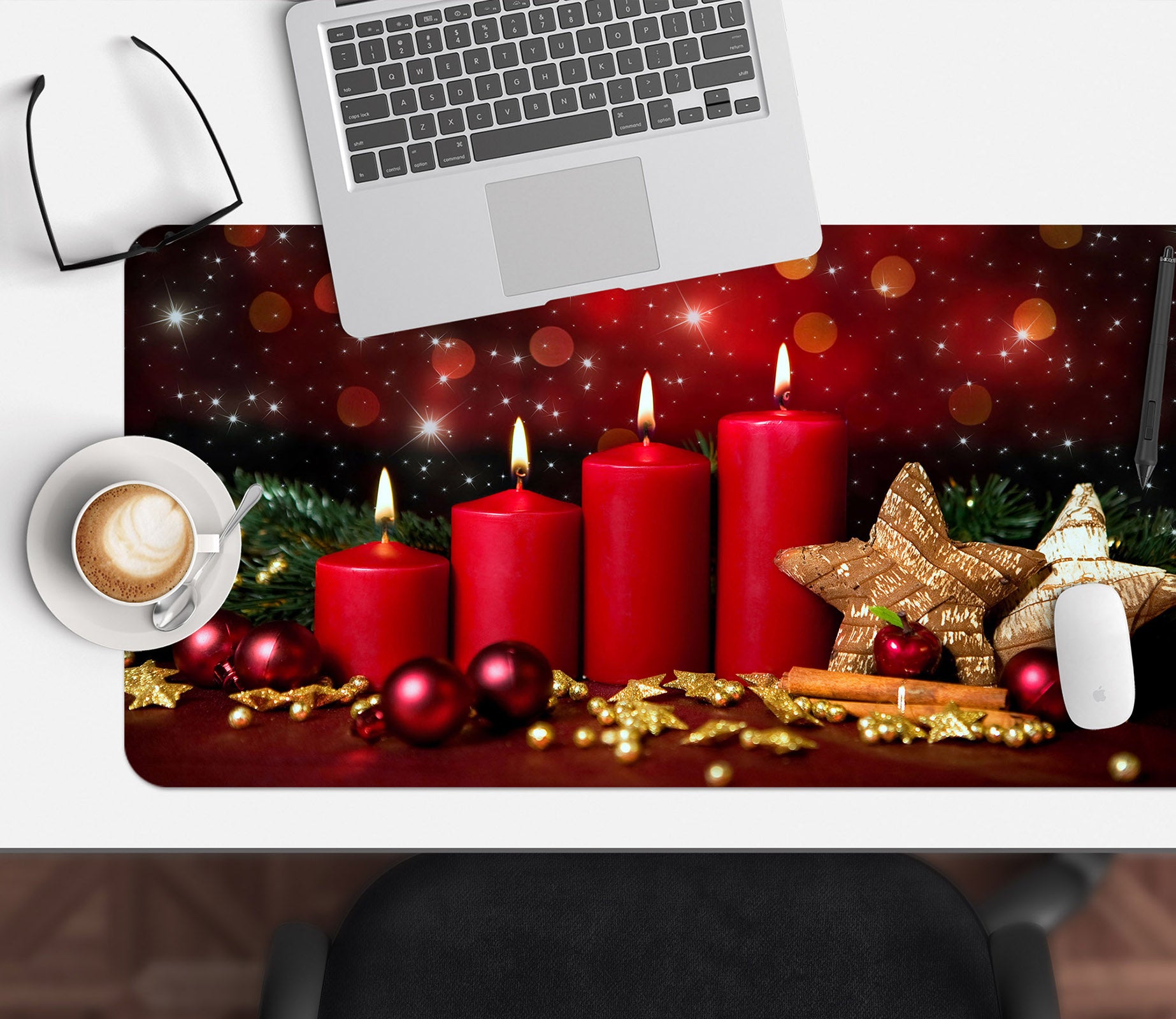 3D Red Candle 53160 Christmas Desk Mat Xmas