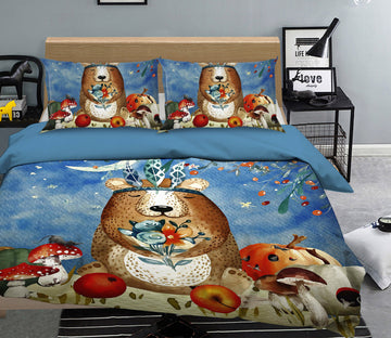 3D Bear Mushroom 005 Uta Naumann Bedding Bed Pillowcases Quilt