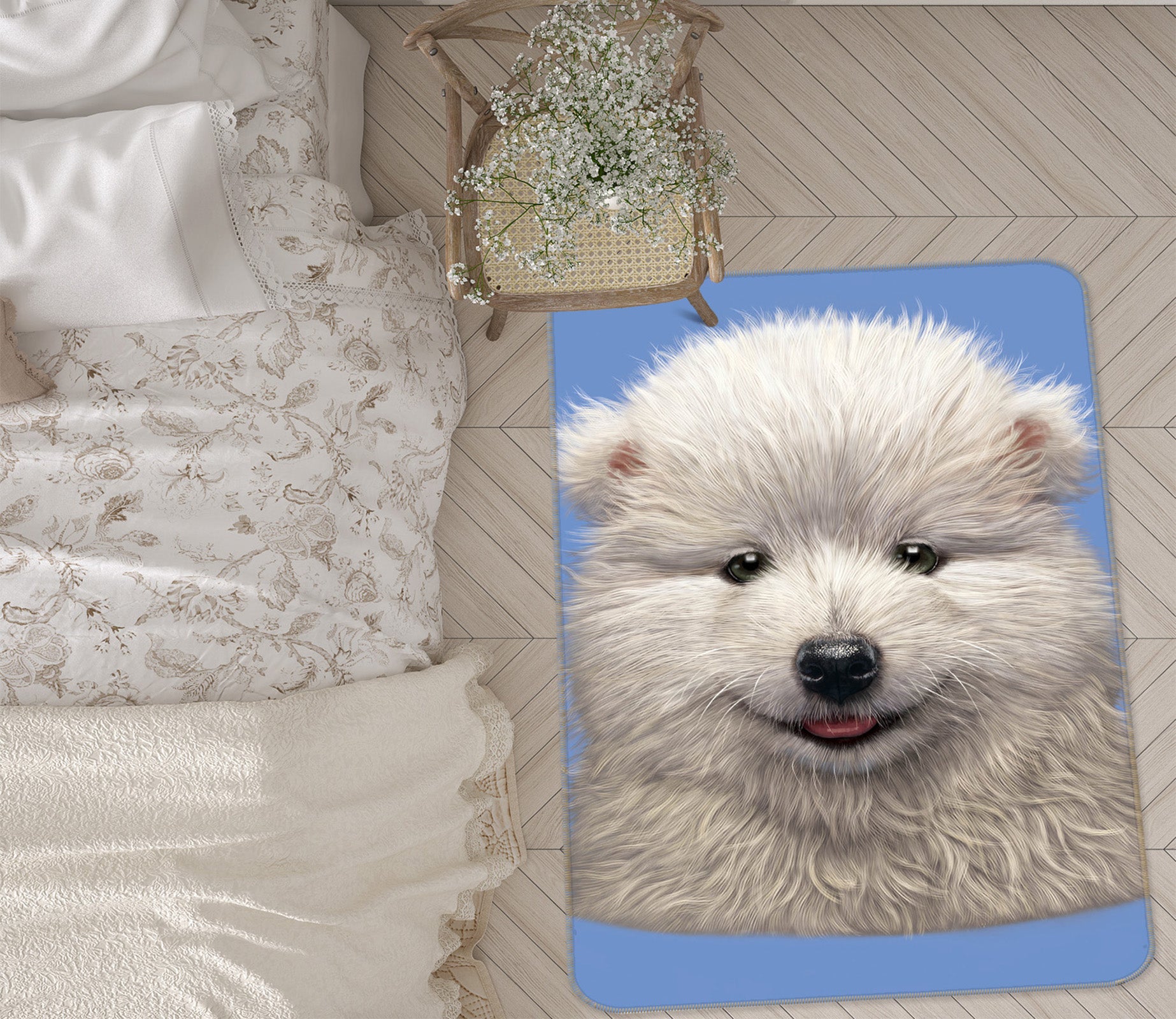 3D Samoyed Puppy 1062 Vincent Hie Rug Non Slip Rug Mat