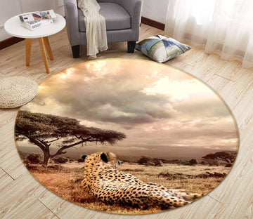 3D Sunset Tiger 026 Animal Round Non Slip Rug Mat Mat AJ Creativity Home 
