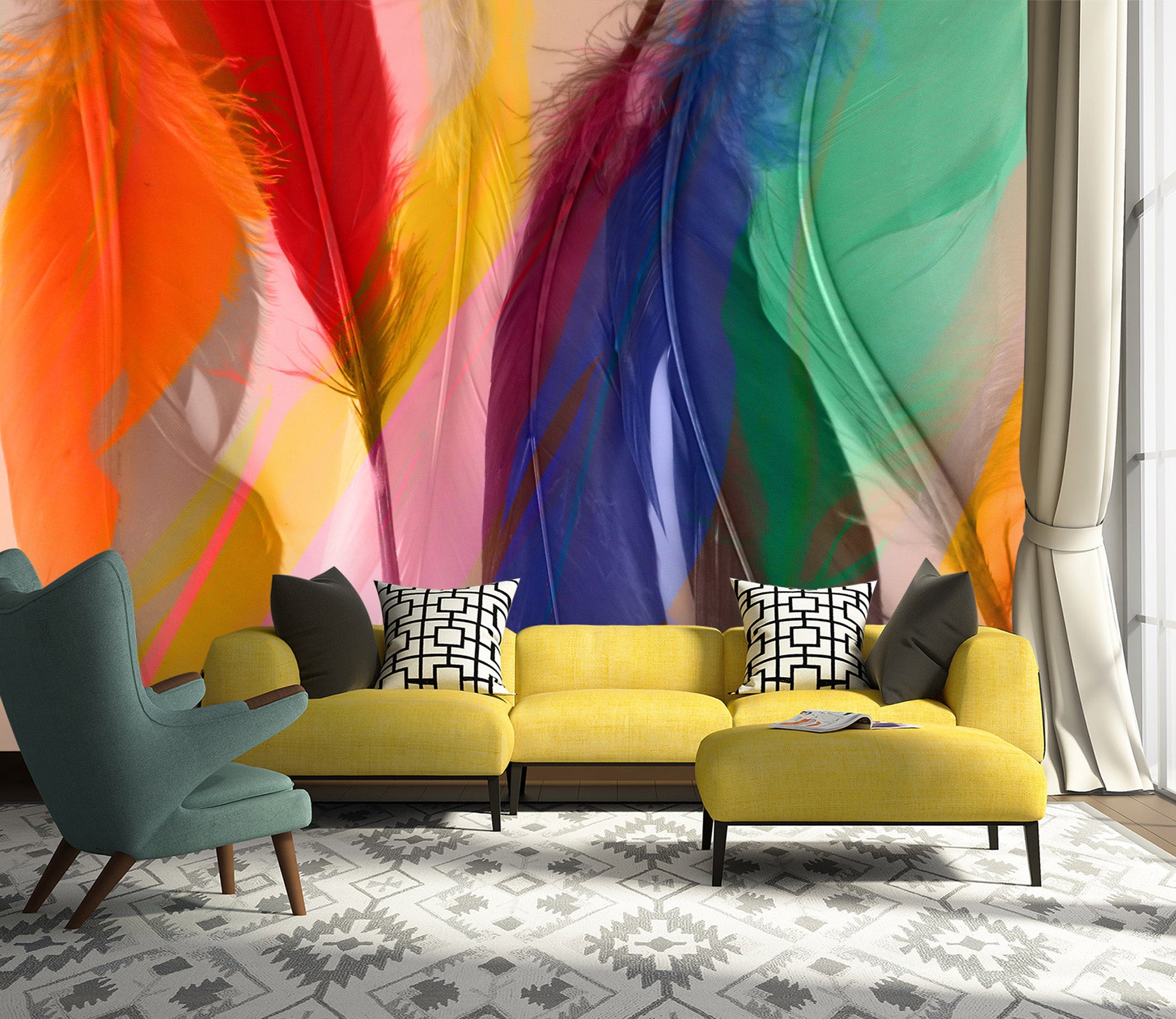 3D Colored Feathers 71081 Shandra Smith Wall Mural Wall Murals