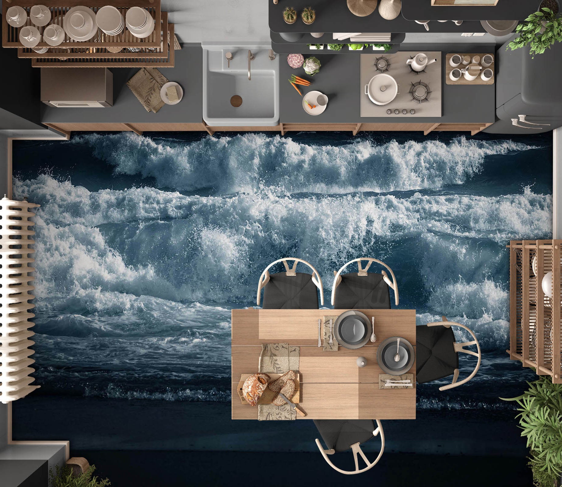 3D Shocking Waves 1464 Floor Mural  Wallpaper Murals Self-Adhesive Removable Print Epoxy