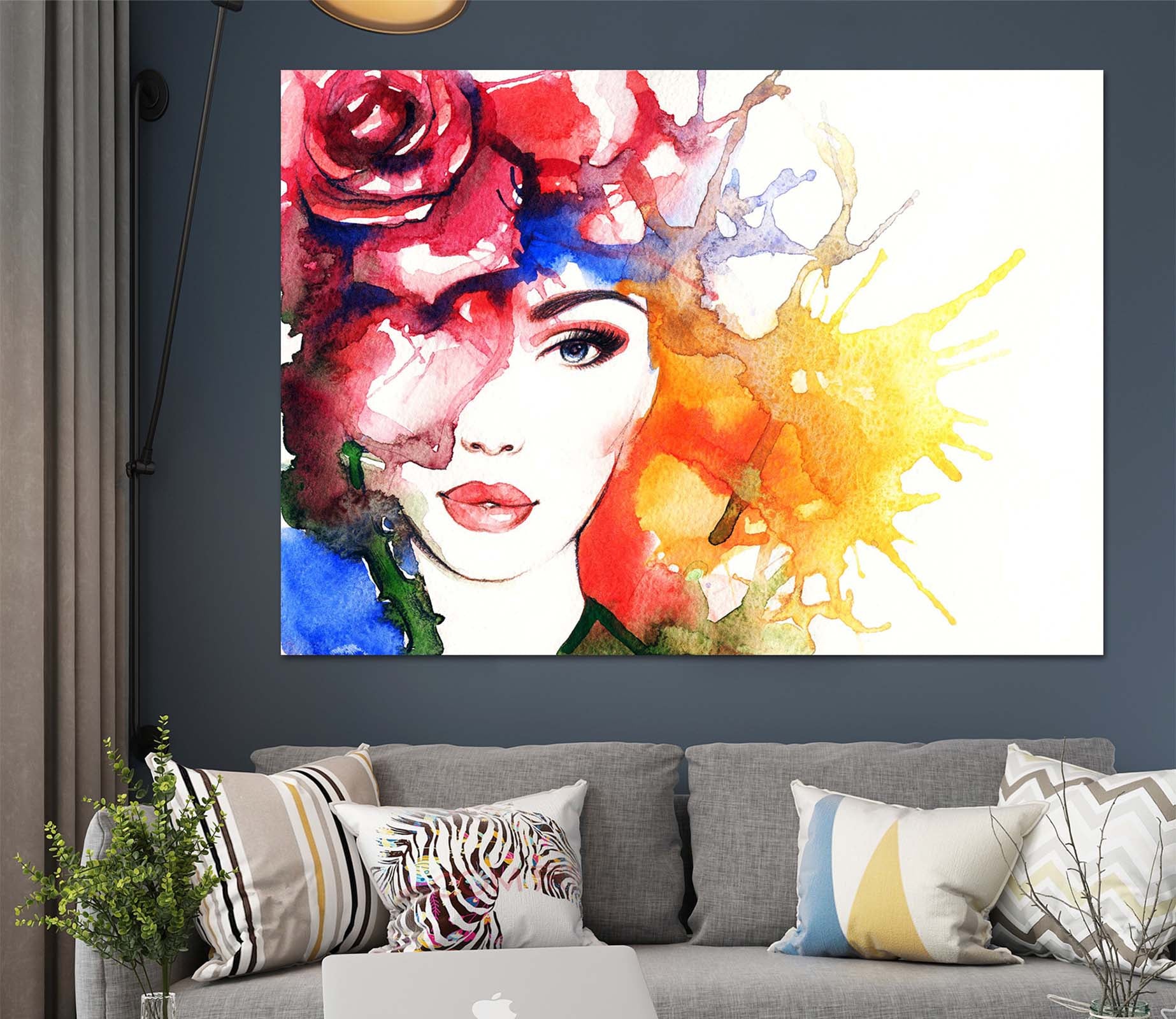 3D Red Rose Woman 1013 Wall Sticker