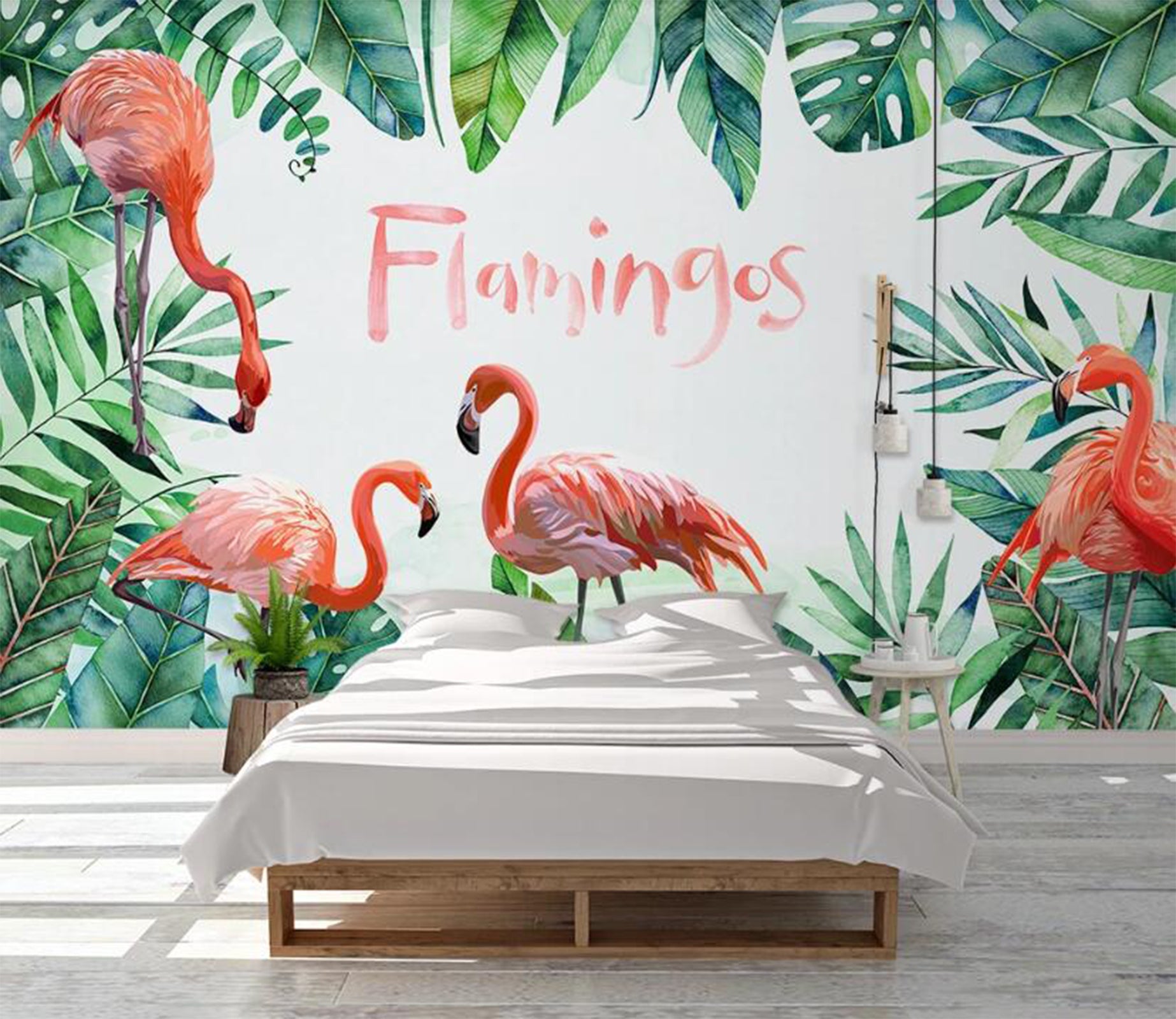 3D Four Orange Flamingos 2381 Wall Murals