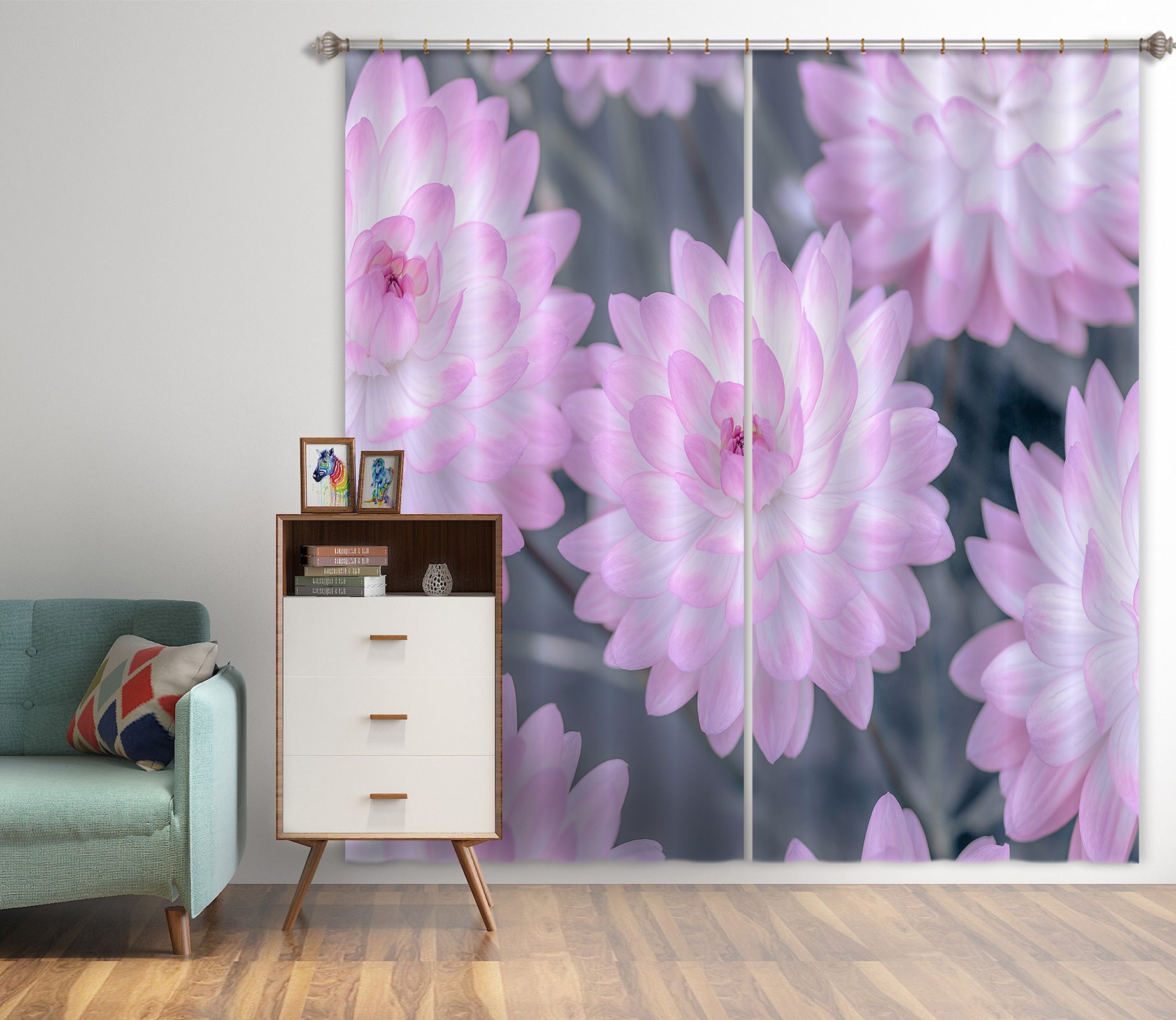 3D Pink Flower 6510 Assaf Frank Curtain Curtains Drapes