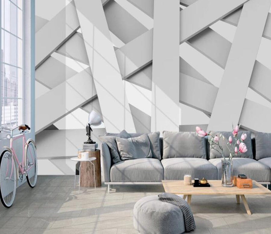 3D White Rectangle 196 Wall Murals