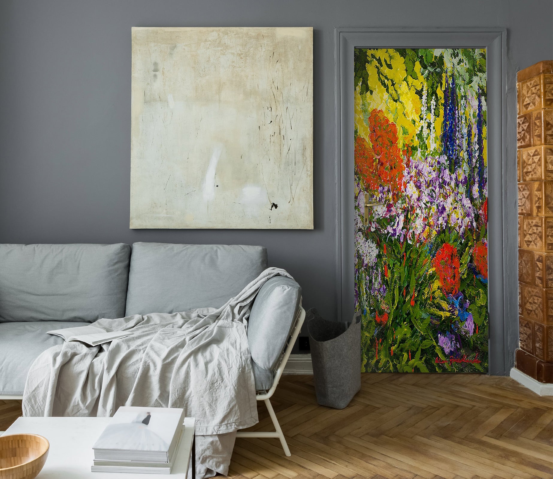 3D Flower Bush Painting 9380 Allan P. Friedlander Door Mural