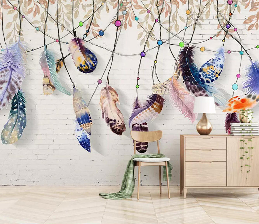 3D Campanula Feathers WC477 Wall Murals