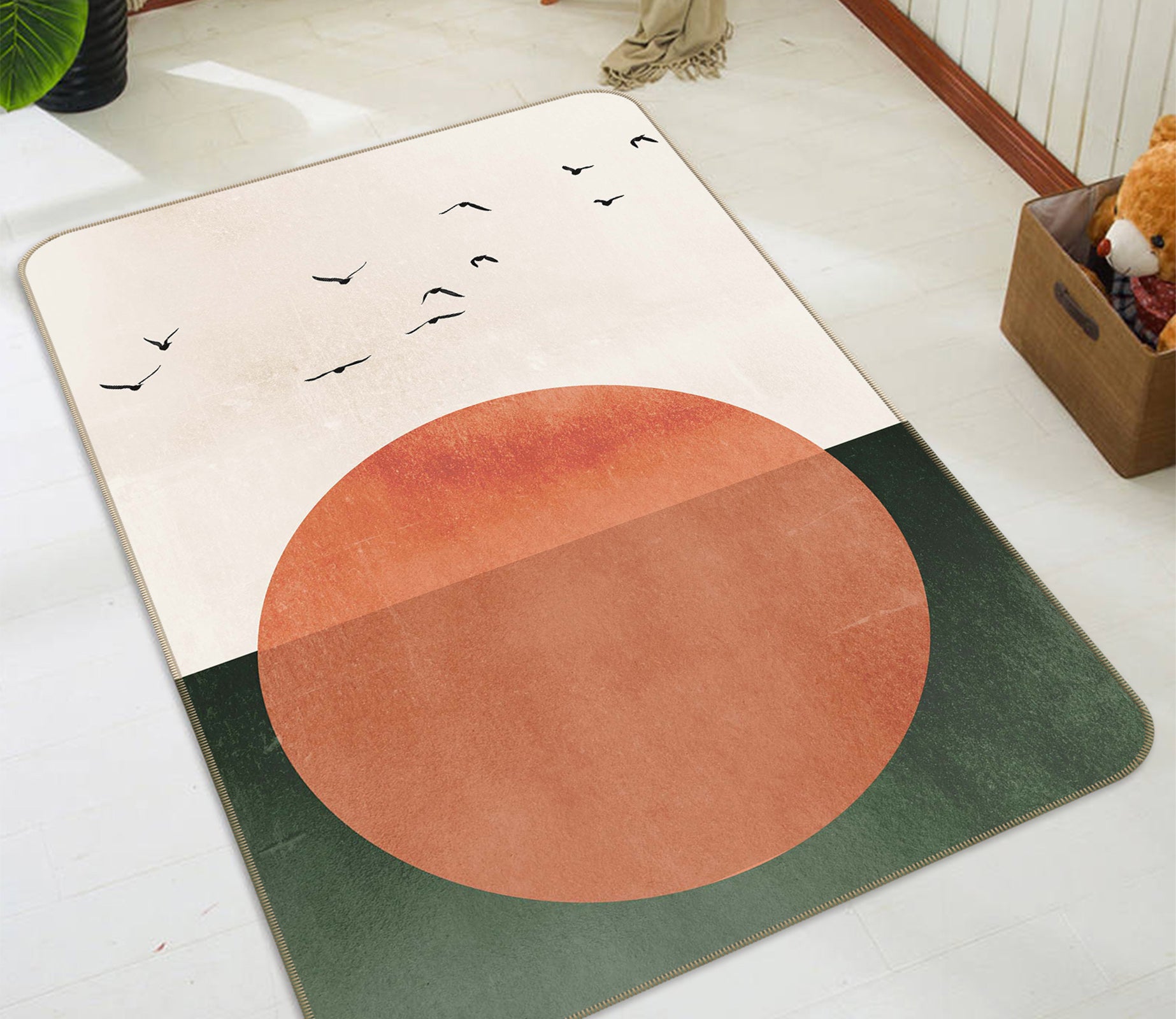 3D Flock Of Birds 1104 Boris Draschoff Rug Non Slip Rug Mat