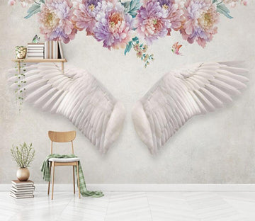 3D Flowers And White Wings 2008 Wall Murals